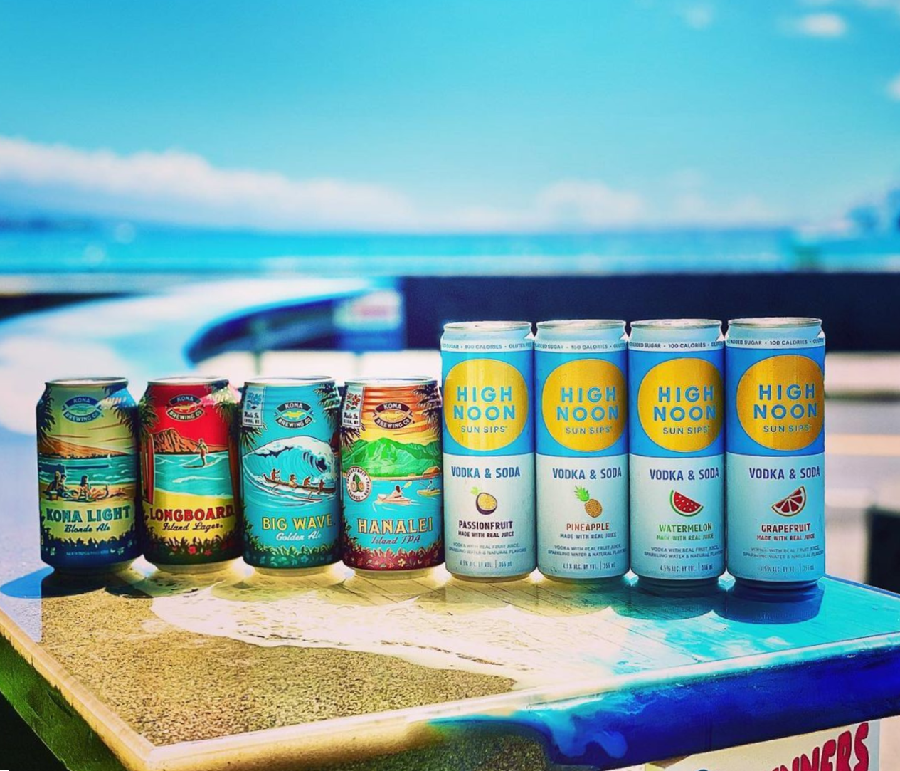 Kona Brewing and High Noon cans